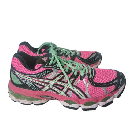 Asics Gel Nimbus 16 Pink Green Running Sneakers T485N Women Size 7,5 - Picture 2 of 16